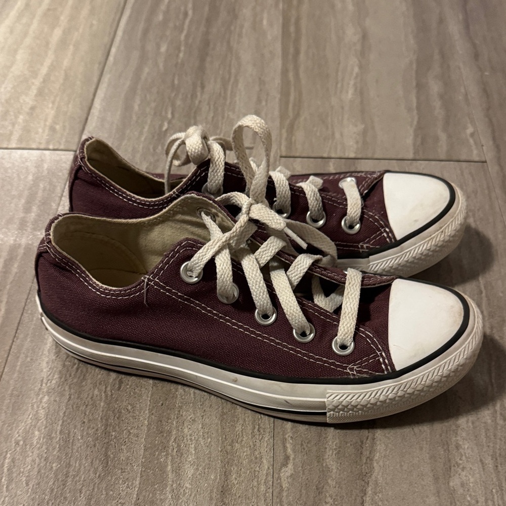 Maroon Converse Canvas Sneakers with White Laces